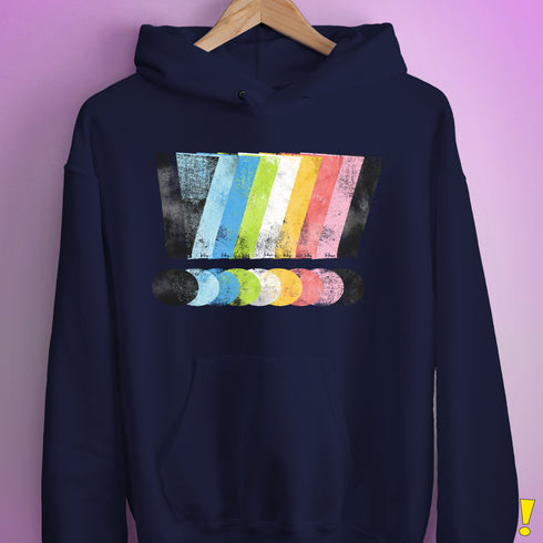 Queer Pride Grunge Exclamation Points Hoodie - Navy